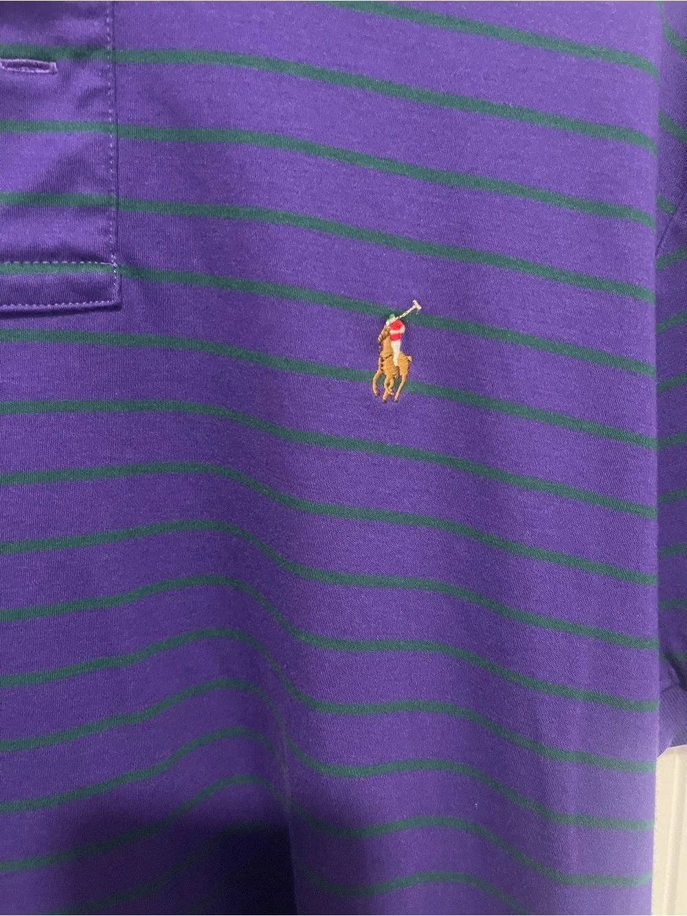 Ralph Lauren Purple Polo with Thin Green Stripes
